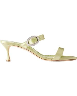 Manolo Blahnik Handmade Satin Sandals - Metallic