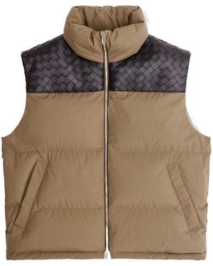 Bottega Veneta Frosted Poplin Puffer Gilet - Brown