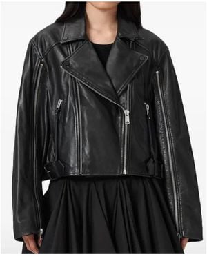 AllSaints Masone Leather Biker Jacket - Black