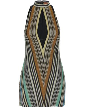 Missoni Striped Cut-Out Mini Dress - Green