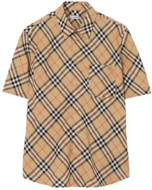 Burberry Relaxed Fit Check Linen Shirt - Multicolour