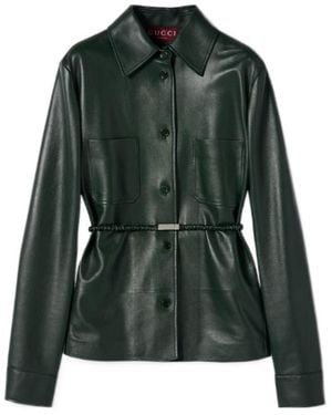 Gucci Shiny Leather Jacket - Green