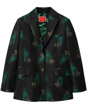 La DoubleJ Jones Floral-Print Button Jacket - Green