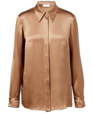 Gabriela Hearst Cruz Silk Satin Shirt - Brown