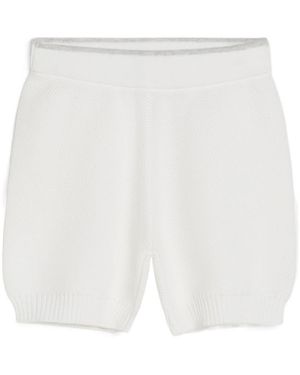 Brunello Cucinelli Cotton Honeycomb Stitch Knit Baby Bernie Bermuda Shorts - White