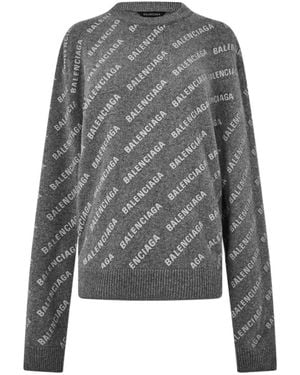 Balenciaga Mini All-Over Logo Jumper - Grey