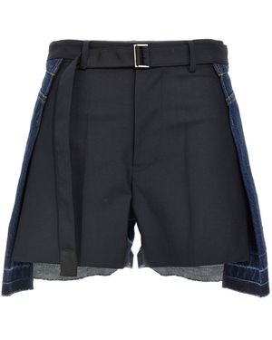 Sacai Belted Waist Shorts - Blue