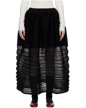 Issey Miyake Ribbed Knit Midi Skirt - Black
