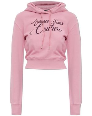 Versace Jeans Couture Couture Cropped Drawstring Hoodie - Pink
