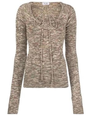 The Attico The Tie-Front Ribbed Top - Brown