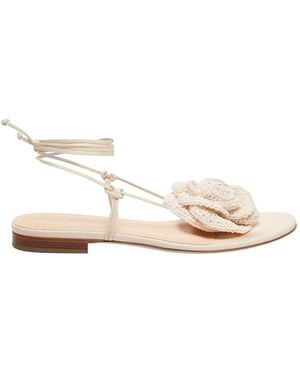 Magda Butrym Flower Crochet-Knit Sandals - Natural