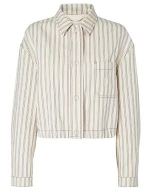Fendi Ff Denim Jacket With Light Stripes - White