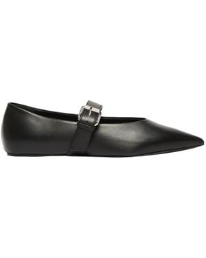 Weekend by Maxmara Leather Pointed-Toe Ballet Flats - Black