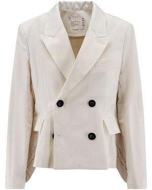 Sacai Double-Breasted Blazer - White