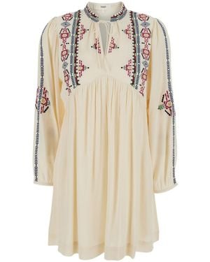 Ba&sh Telma Embroidered Long-Sleeve Dress - Natural