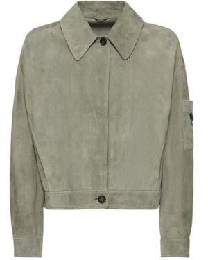 Brunello Cucinelli Short Jacket With Revers Collar - Green