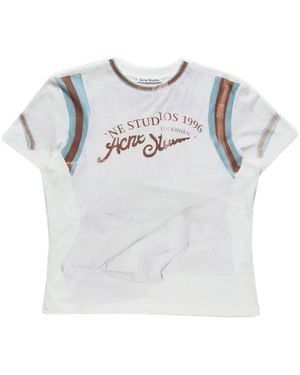 Acne Studios Logo Printed Crewneck T-Shirt - White