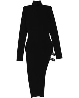 Blumarine Buckled Asymmetric Knitted Dress - Black