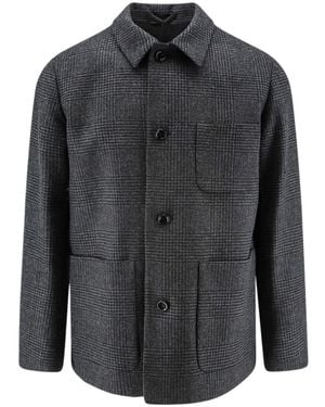 Lardini Checked Button-Up Jacket - Gray