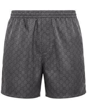 Gucci Gg Silk Jacquard Shorts - Grey
