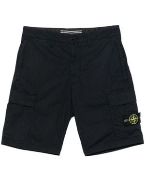 Stone Island Logo Patch Cargo Shorts - Black