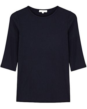Vince Ribbed Stretch-Jersey Top - Blue