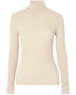 The Elder Statesman Ribbed Cashmere Turtleneck Sweater - Natural