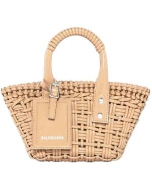 Balenciaga Bistro Ultra-Small Shoulder Strap Basket Bag - Natural