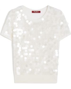 Max Mara Studio Saio Sequin Embellished Jumper - White