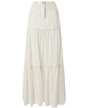 Pinko Tiered Flared Maxi Skirt - White