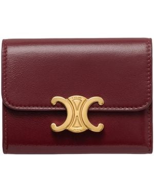 Celine Compact Wallet With Coin Triomphe - Red