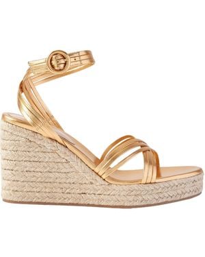 Gianvito Rossi Metallic Leather Espadrille Wedge Sandals