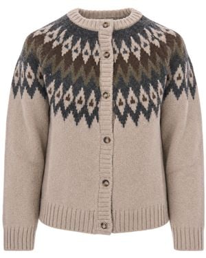 Weekend by Maxmara Targa Fair Isle Cardigan - Brown