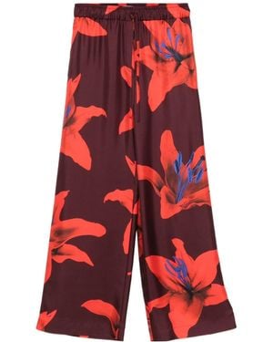 McQueen Floral Print Trousers - Red