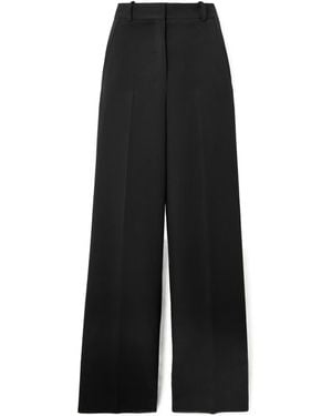 Theory Double-Knit Jersey Wide-Leg Pants - Black