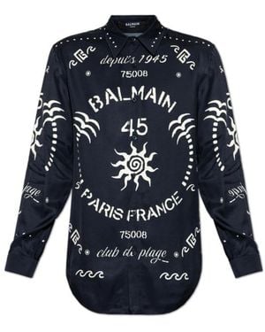 Balmain Graphic Long-Sleeve Shirt - Blue