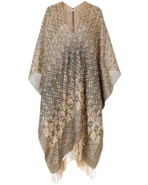 Brunello Cucinelli Geometric-Print Cape - Natural