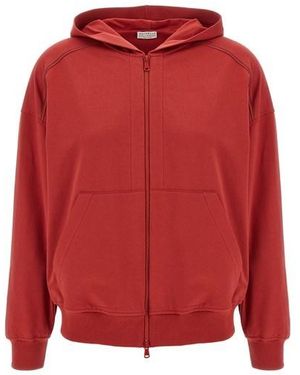 Brunello Cucinelli Embellished Zip-Up Hoodie - Red