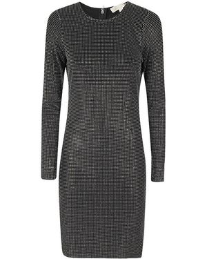 MICHAEL Michael Kors Crystal-Embellished Long-Sleeve Minidress - Black