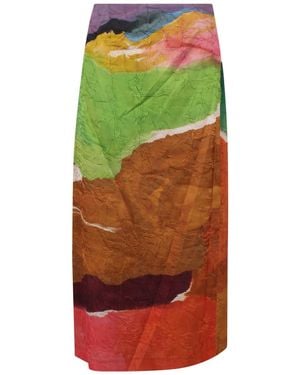 Ulla Johnson Inez Satin Pencil Skirt - Green