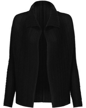 Issey Miyake Woolly Pleats Open Cardigan - Black