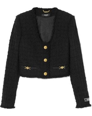 Versace Button-Up Cropped Jacket - Black