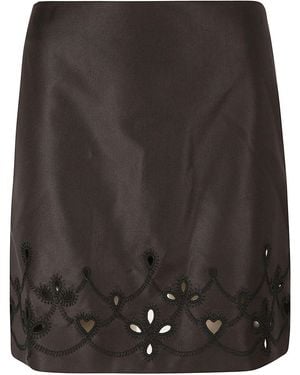 Chloé Embroidered A-Line Mini Skirt - Black