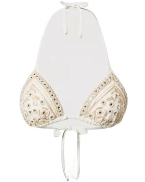 Twinset Embroidered Triangle Bikini Top - White