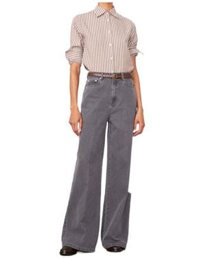 Officine Generale Wide-Leg High-Waisted Jeans - Grey