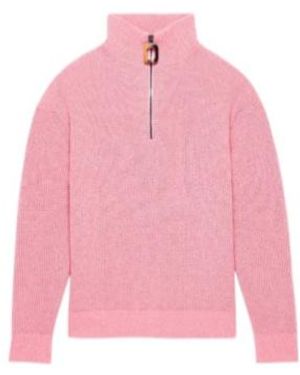 JW Anderson Jw Anderson Half-Zip High Neck Knitted Jumper - Pink