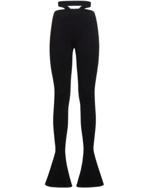 ANDREADAMO Stretch Viscose Blend Flared Pants - Black