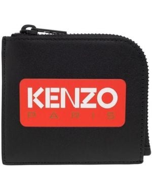KENZO Logo-Printed Zipped Wallet - Red