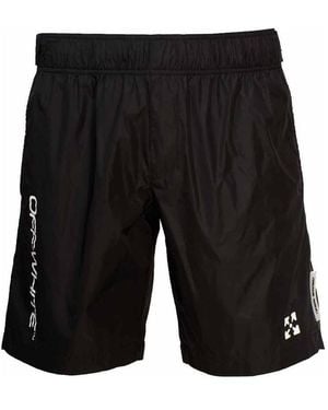 Off-White c/o Virgil Abloh Logo Printed Swim Shorts - Black