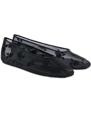 Magda Butrym Embroidered Mesh Ballet Flats - Black